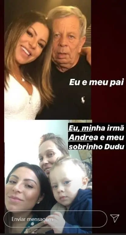 Andressa Ferreira ao lado do pai, da irmã e do sobrinho