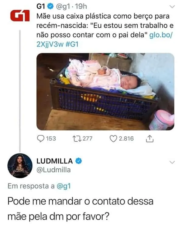 O post sobre a bebê que comoveu Ludmilla