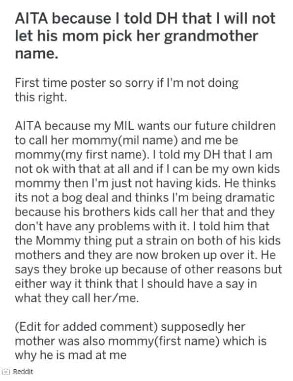 O esclarecimento da mulher sobre a sogra que quer que o bebê a chame de ‘mamãe’