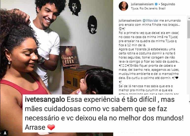 Juliana Alves deixou a filha com a vovó