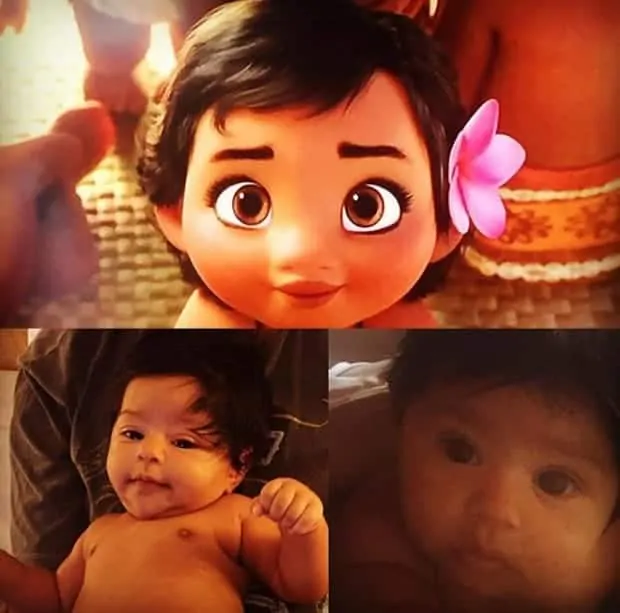 A web criou várias imagens comparando a bebê de Juliana Alves com a Moana
