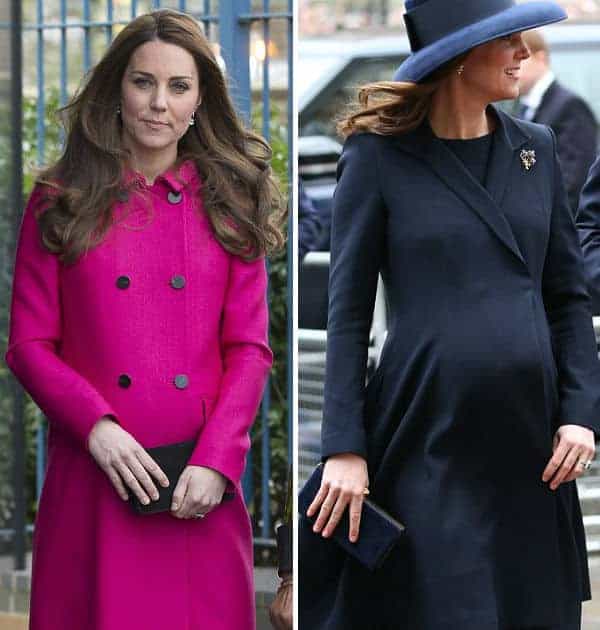 Kate Middleton na segunda e terceira gravidez
