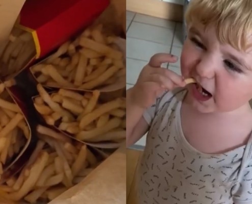 O menino com as batatas fritas que encomendou