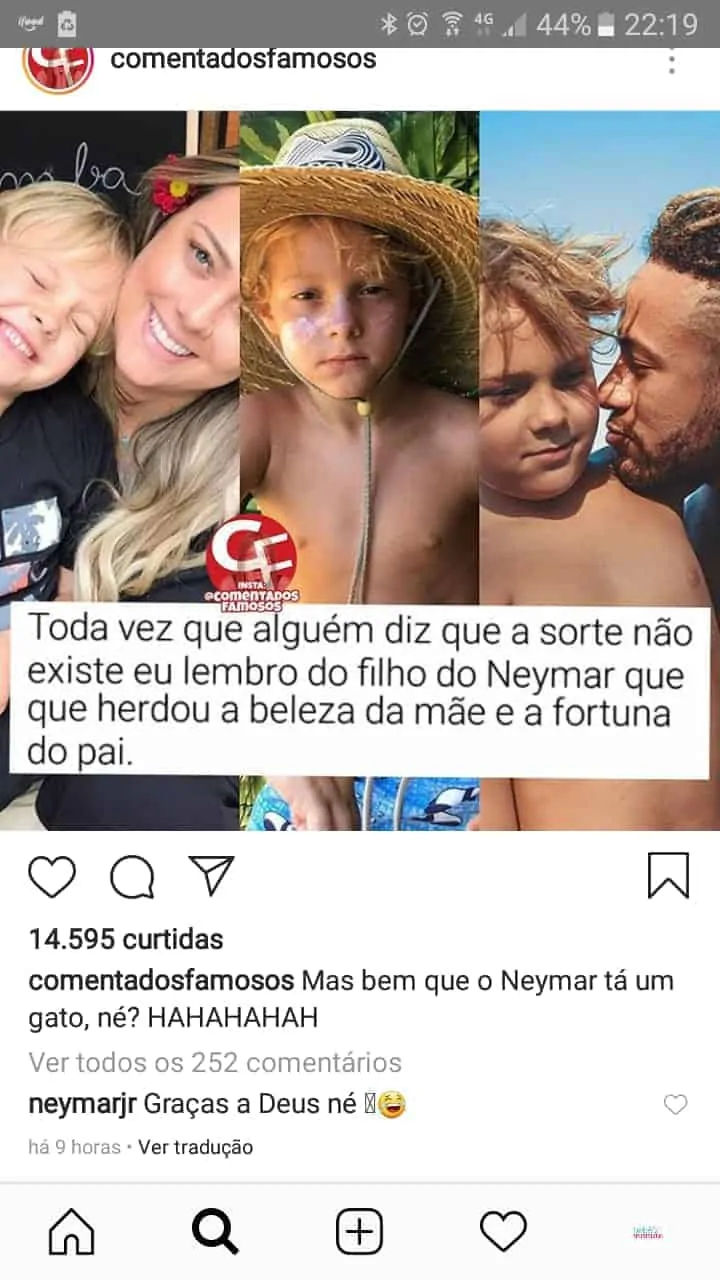 Veja a resposta do Neymar Jr fez para o comentário sobre seu filho