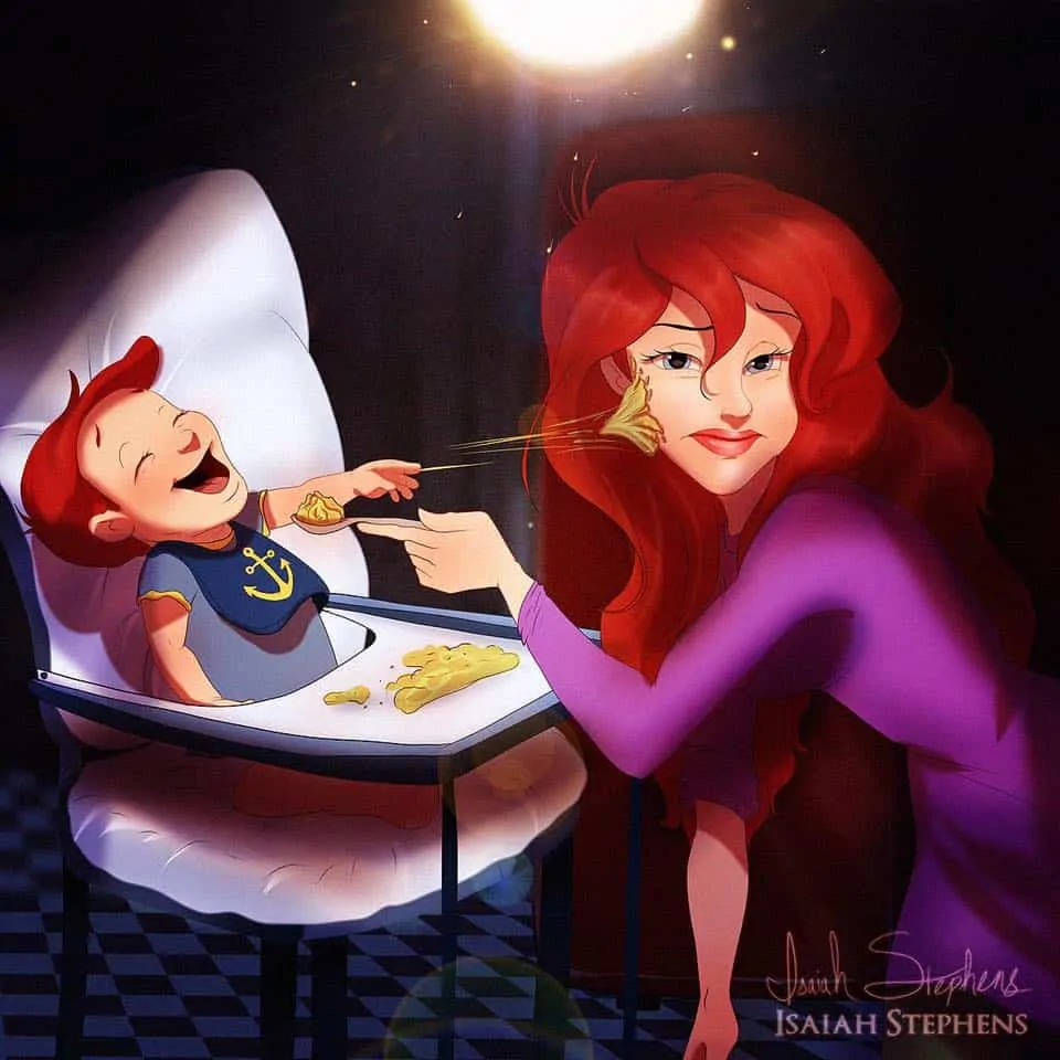 Já parou para pensar em como seriam as princesas da Disney como mamães?