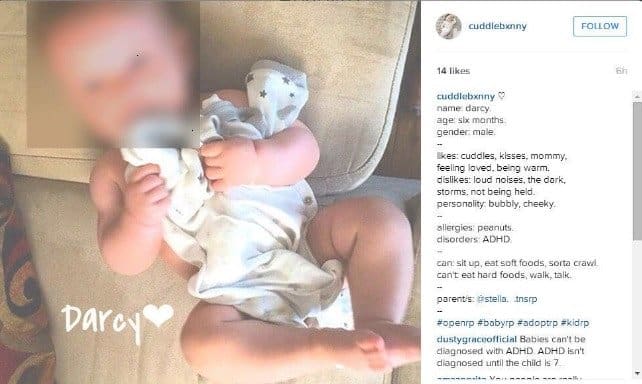 Print de outra foto de bebê que foi roubada
