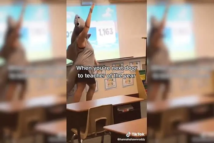 O vídeo da professora dando aula vestida de tubarão viralizou