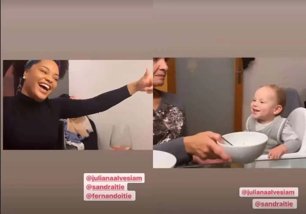 Juliana Alves junto com o bebê de Giselle Itié