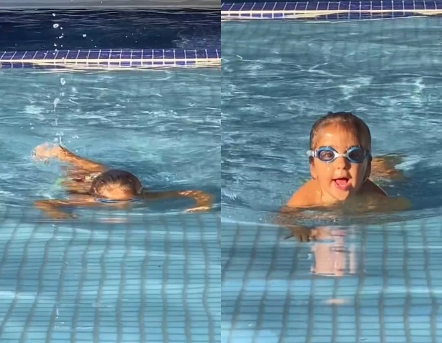 A filha de Ivete Sangalo mergulhando