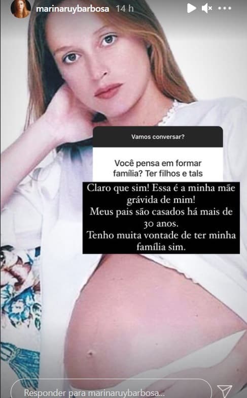 Mãe de Marina Ruy Barbosa grávida da atriz