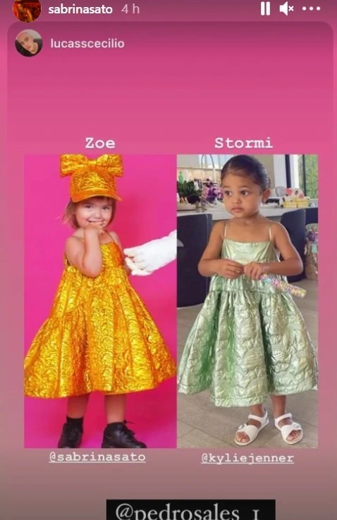 Filhas de Sabrina Sato e Kylie Jenner com roupas parecidas