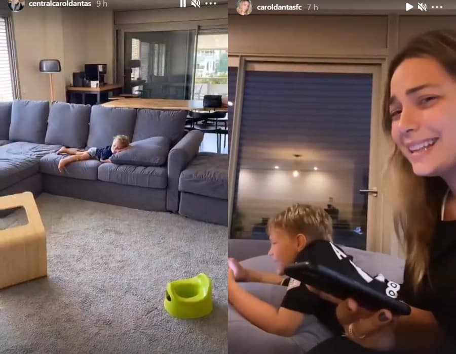 Carol Dantas com o filho com Neymar na sua nova casa