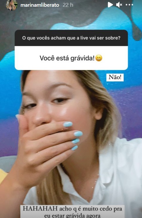 Filha de Gugu Liberato contando que não está grávida