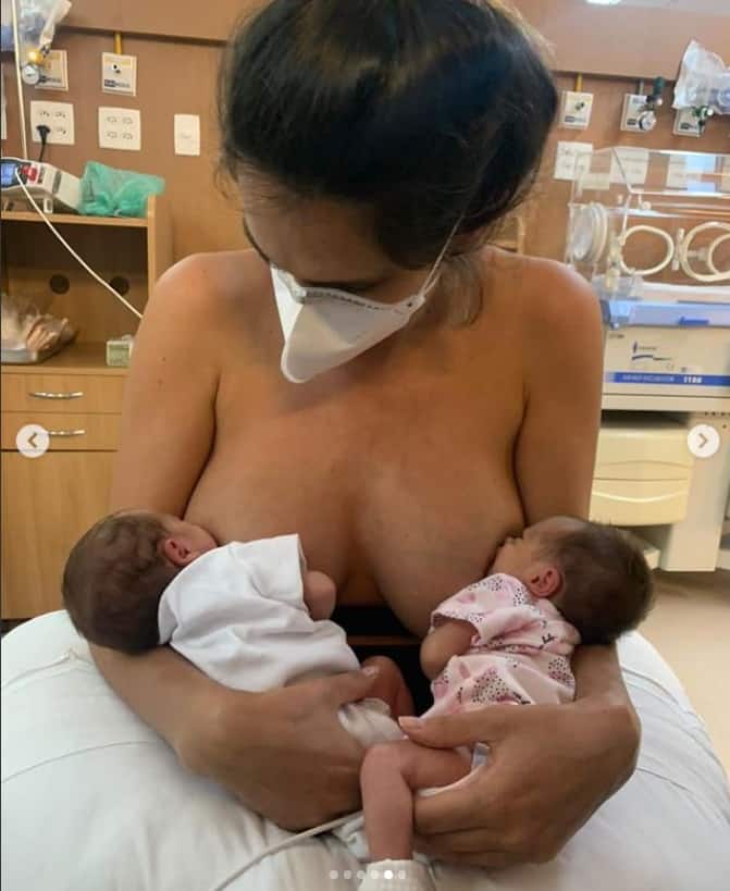 As bebês gêmeas de Joaquim Lopes ainda recém-nascidas