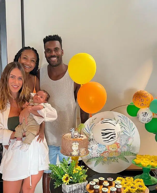 Rafael Zulu e Aline Becker celebraram o 1º mesversário do bebê, Kalu