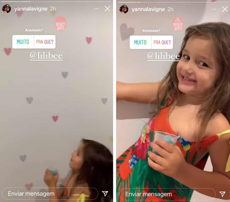 A atriz Yanna Lavigne e a filha Madalena estão empolgadas com o quarto novo