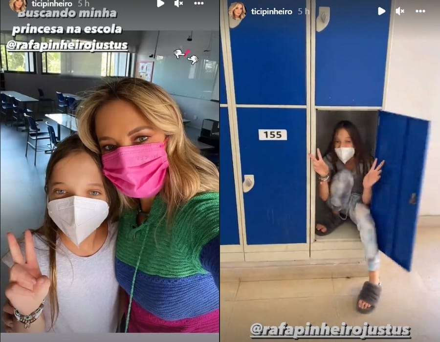 Ticiane Pinheiro com a filha Rafaella Justus na escola da menina