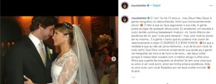 Claudia Leitte faz homenagem aos 15 anos de casamento