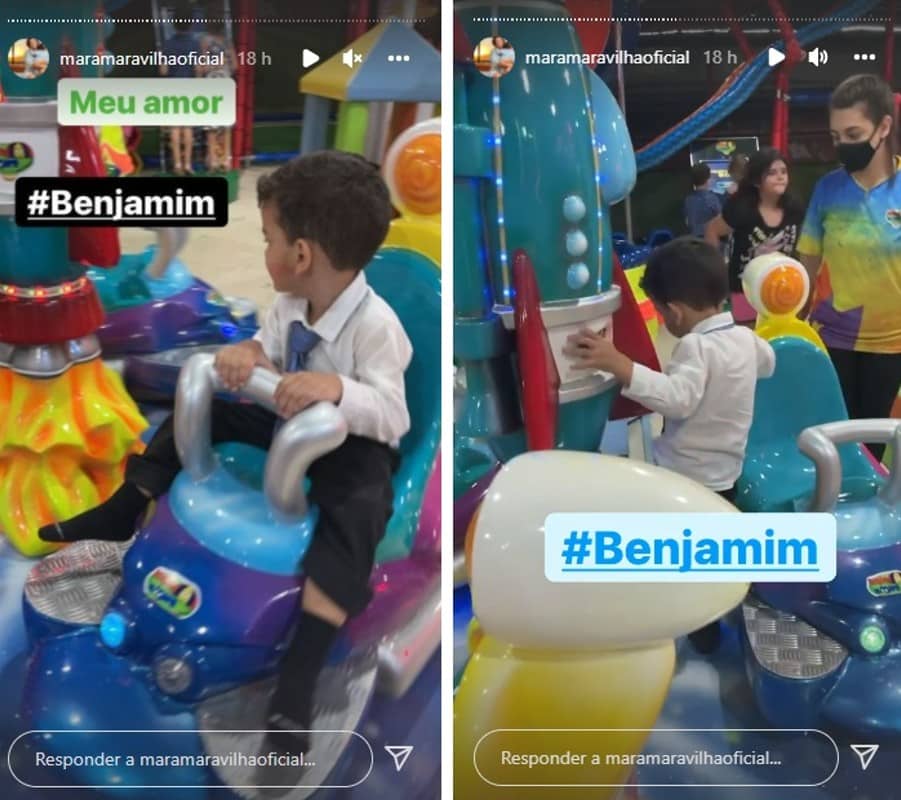 Benjamin, filho da apresentadora Mara Maravilha, comemorou seus 4 anos