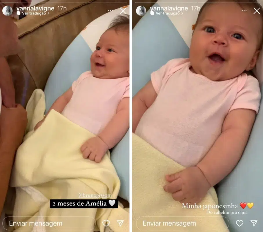 Yanna Lavigne mostrou a bebê se divertindo com Bruno Gissoni