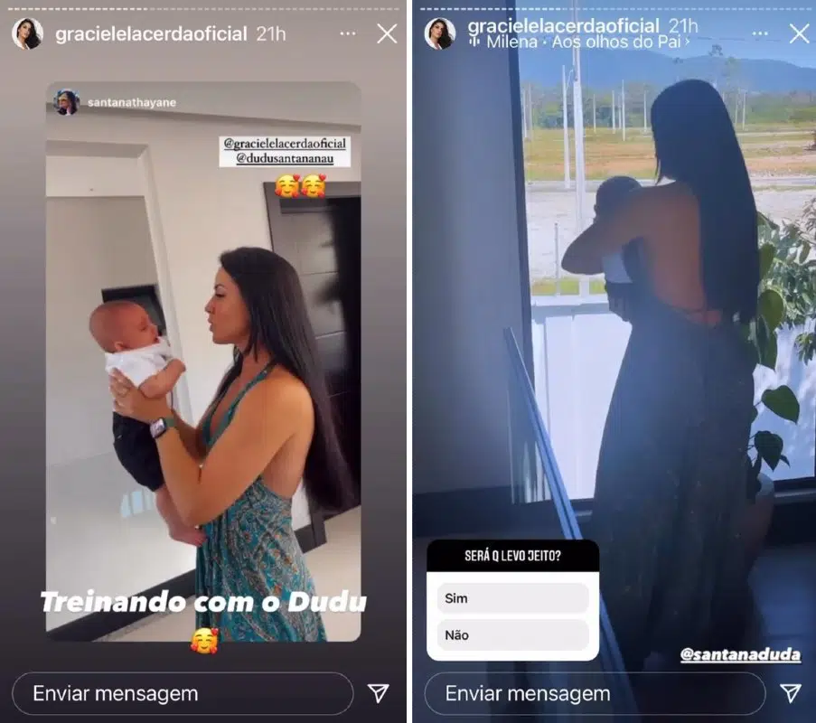 A influencer Graciele Lacerda, noiva de Zezé Di Camargo, treinando para a chegada do bebê