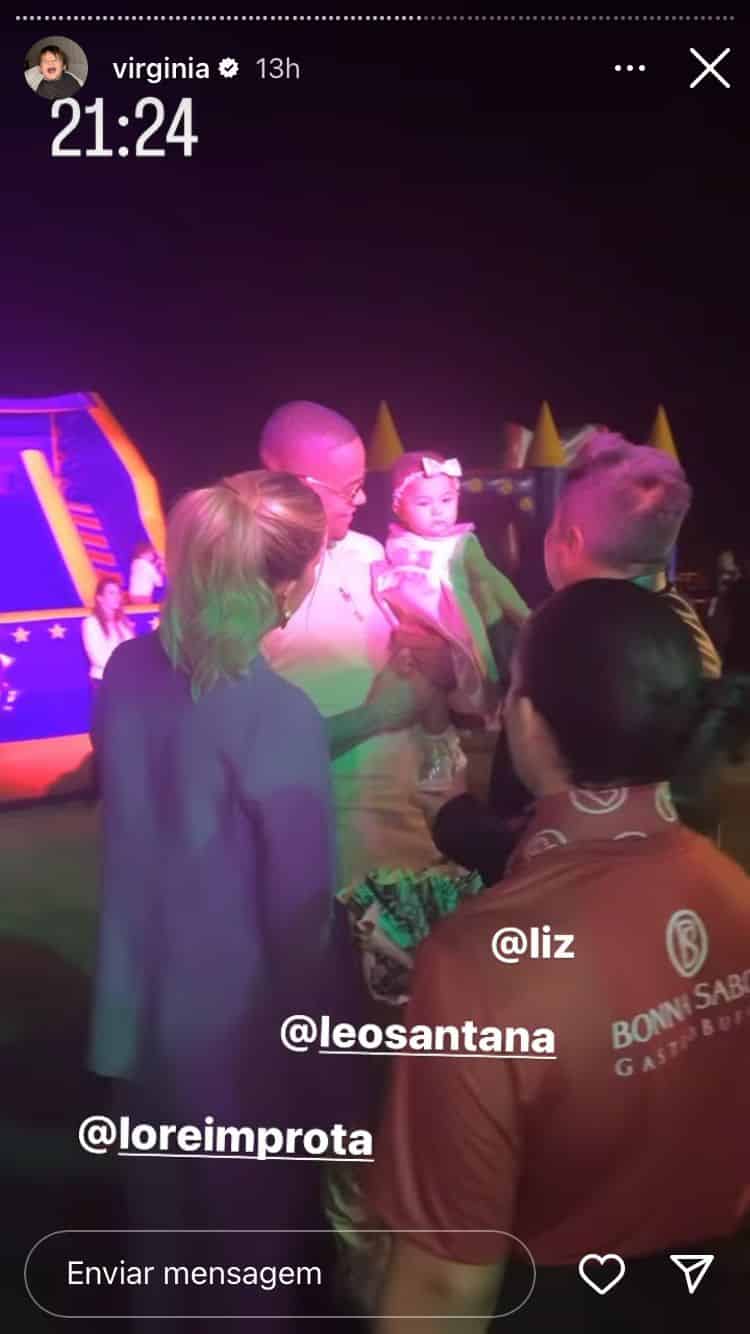 Léo Santana, Lore Improta e Liz surgem na festa da filha com Zé Felipe
