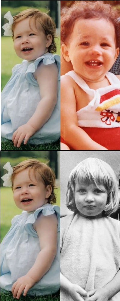 Bebê Lilibet na comparação com a mãe Meghan Markle e princesa Diana