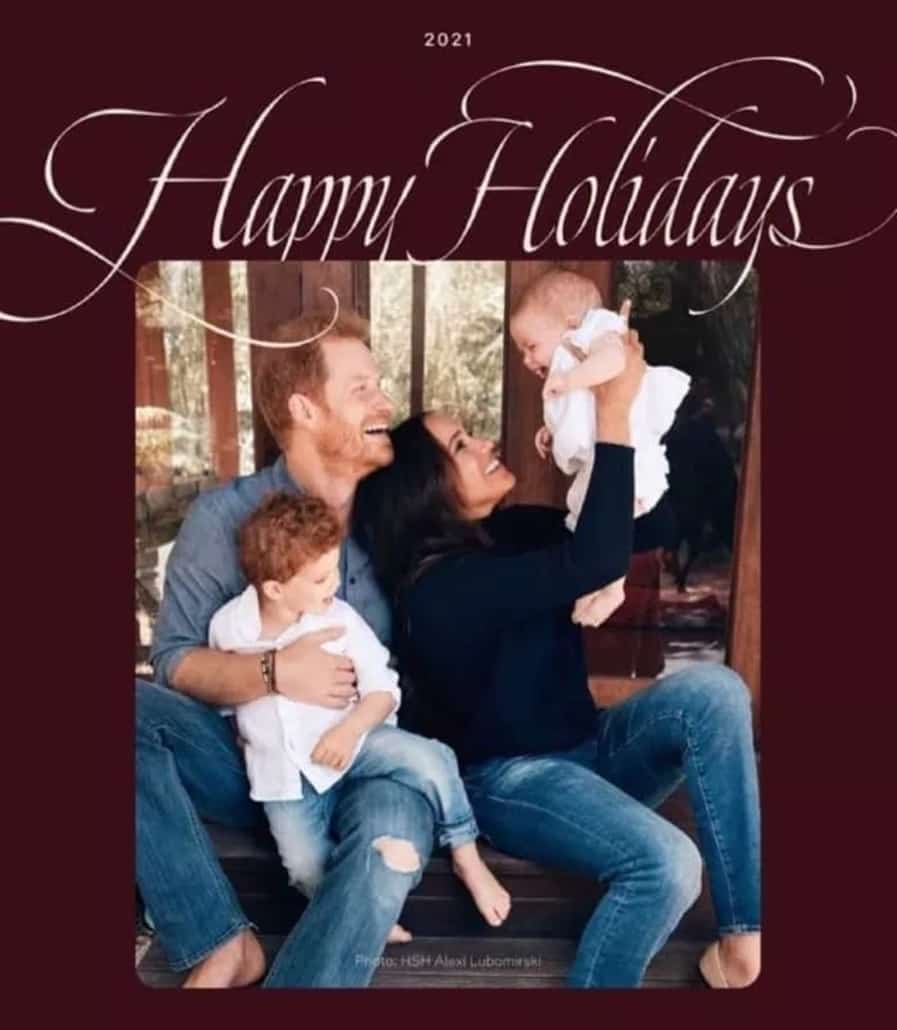No final do ano, Meghan Markle e o príncipe Harry publicaram essa foto em família 