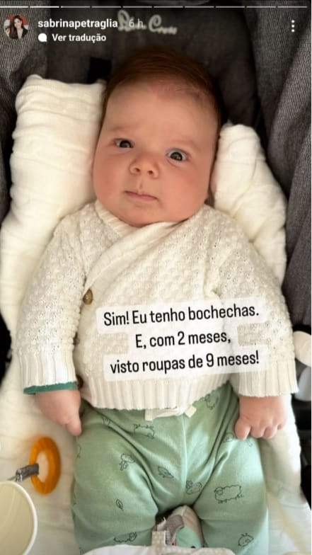 Sabrina Petrgalia publica registro raro do filho caçula de 2 meses e surpreende 