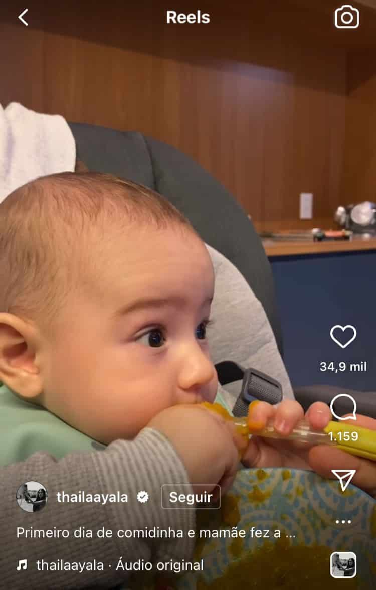 Thaila Ayala mostra seu bebê comendo 