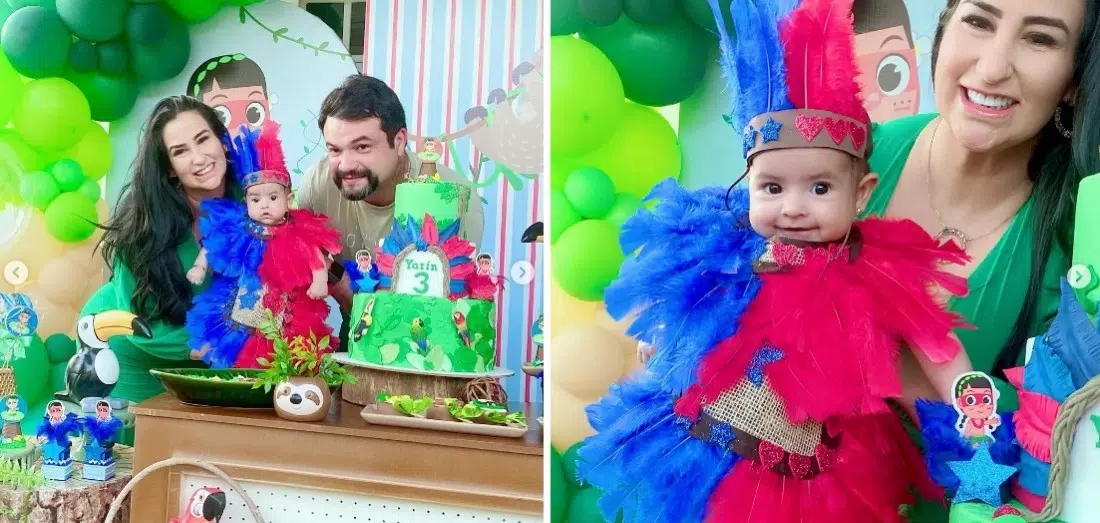 A fofa Yarin, filha de Fabíola Gadelha, em seu 3º mesversário, celebrado em Manaus