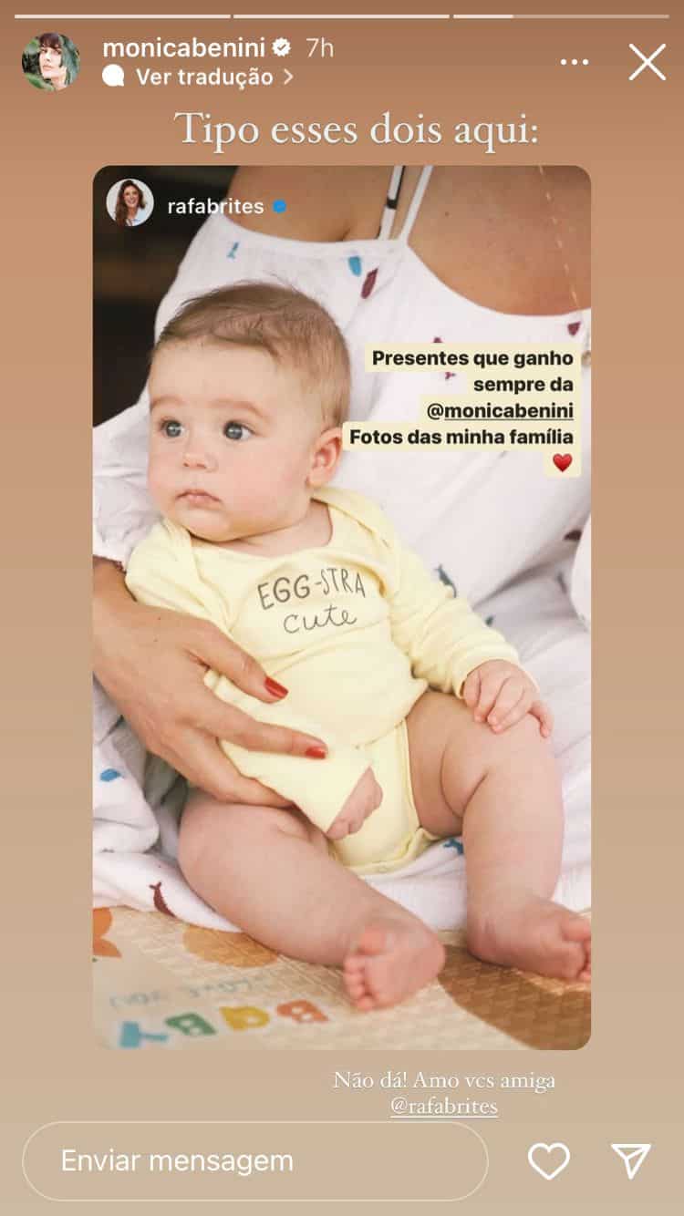 Esposa de Junior tira foto do bebê de Rafa Brites