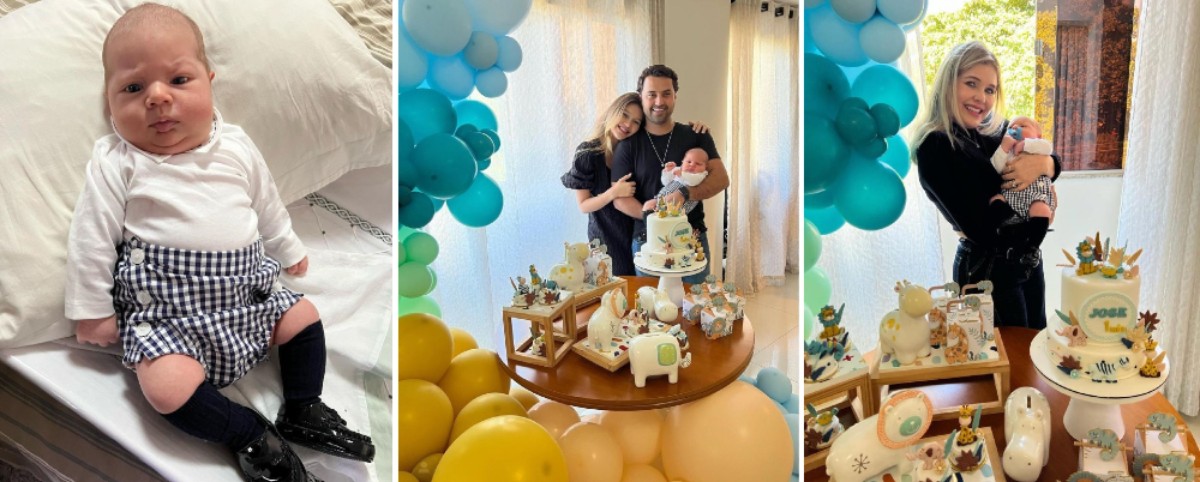 A médica Lyandra Costa, filha de Leandro, celebrou o 1º mês do bebê com uma festa em família 