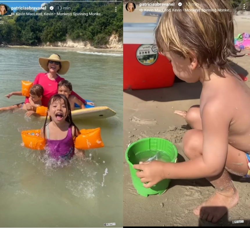 Patrícia Abravanel publica clique com os três filhos e encanta ao mostrar farra na praia
