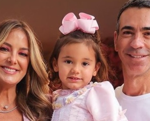 Ticiane Pinheiro e César Tralli celebraram os 3 anos da filha, Manu