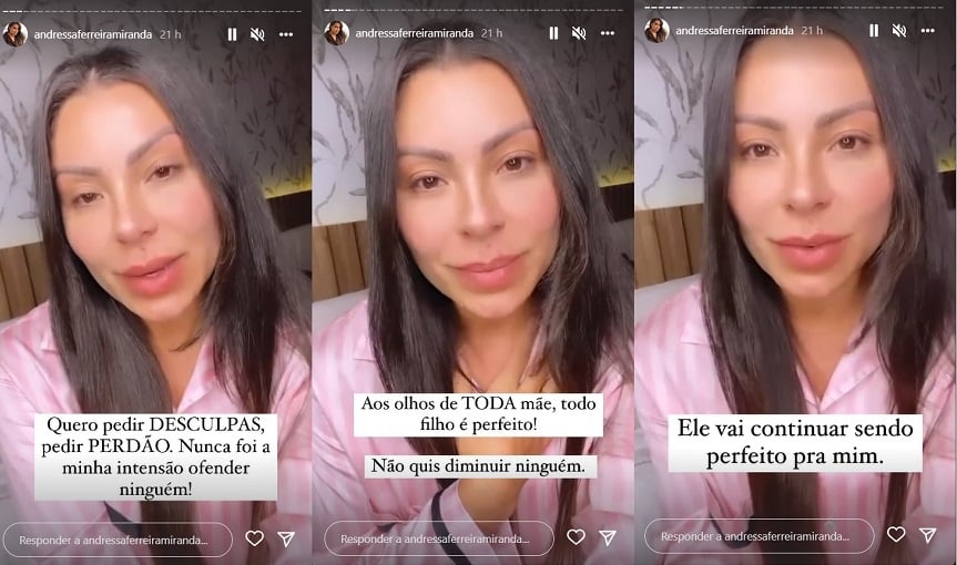 Andressa Ferreira usa as redes sociais para pedir desculpas a milhares de mães, após fala sobre autismo