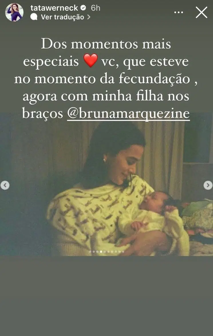 Tatá Werneck mostra Bruna Marquezine com sua bebê