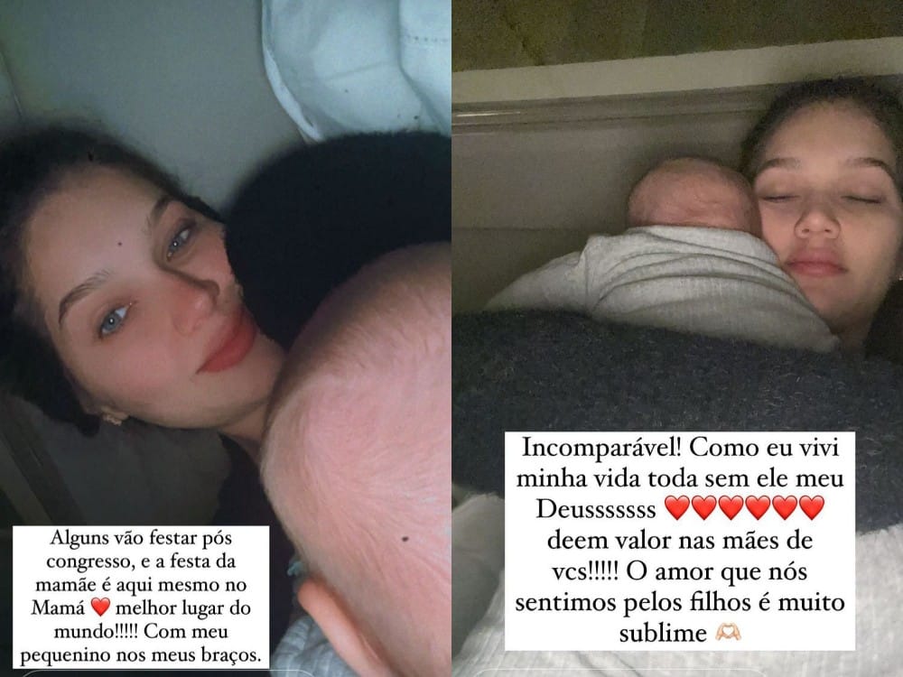 Filha de Leandro posa com seu bebê em viagem