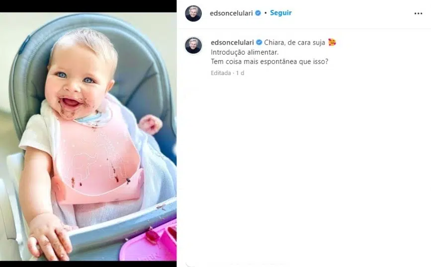 Edson Celulari exibe sua bebê antes do afastamento das redes sociais