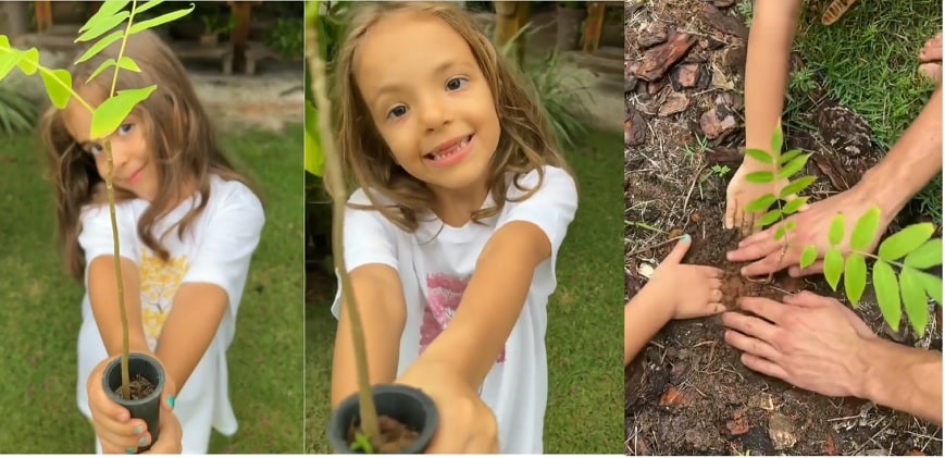Gêmeas de Daniel Cady e Ivete Sangalo surgem no jardim da mansão da família na praia e encantam