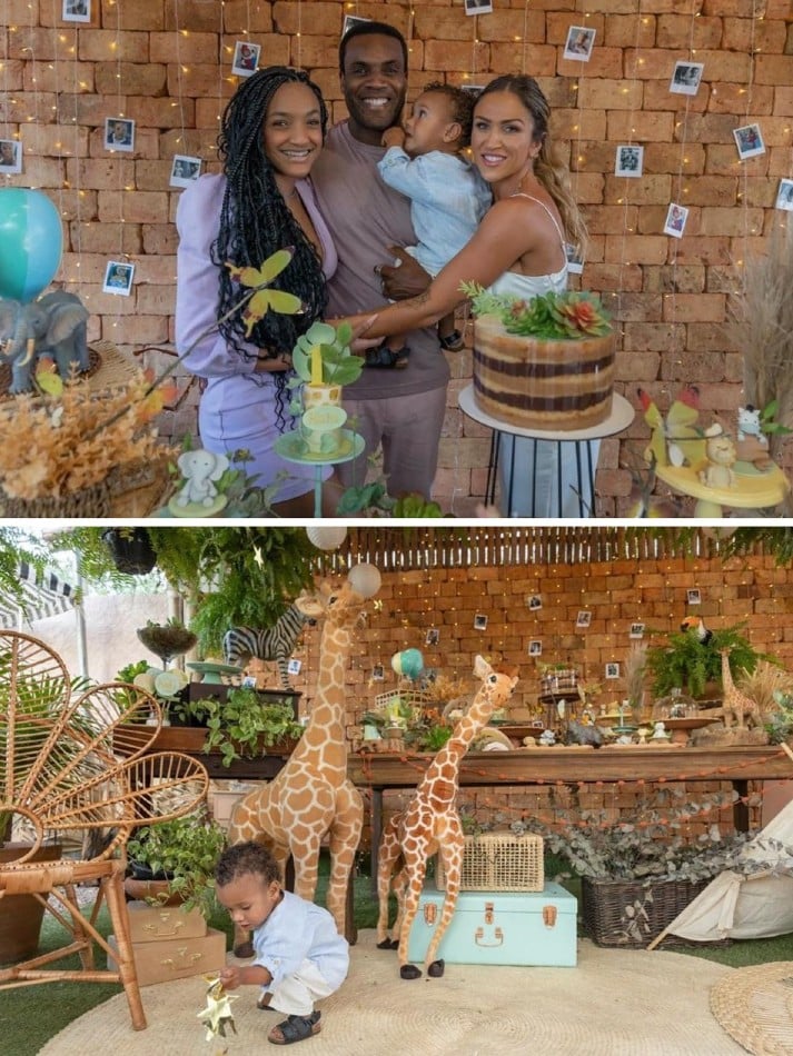 O ator Rafael Zulu reuniu a família para comemorar o 1 ano de vida de seu bebê 