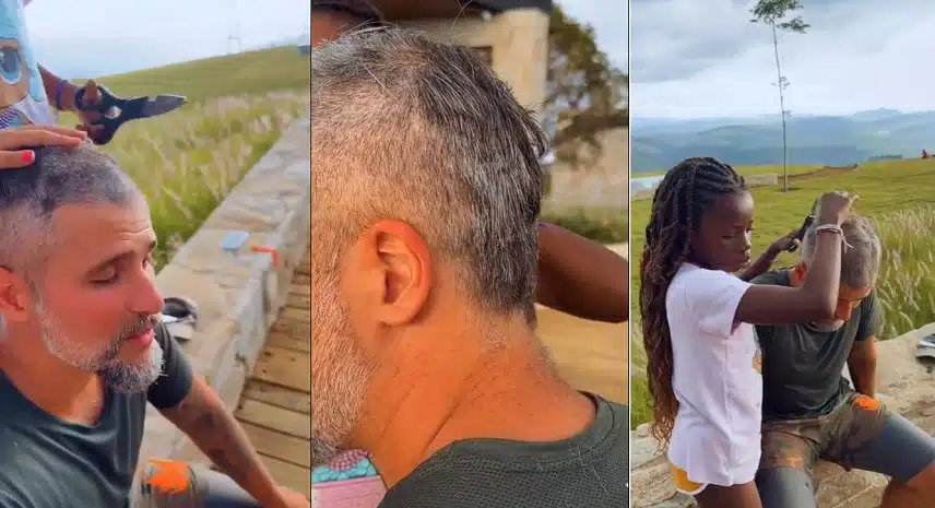 Filha de Bruno Gagliasso e Giovanna Ewbank surge cortando o cabelo do pai e encanta 
