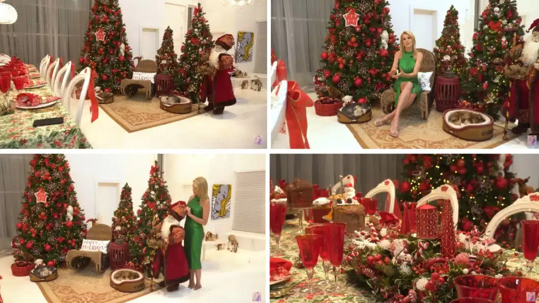 A apresentadora Ana Hickmann mostrou os detalhes da decoração natalina de sua mansão