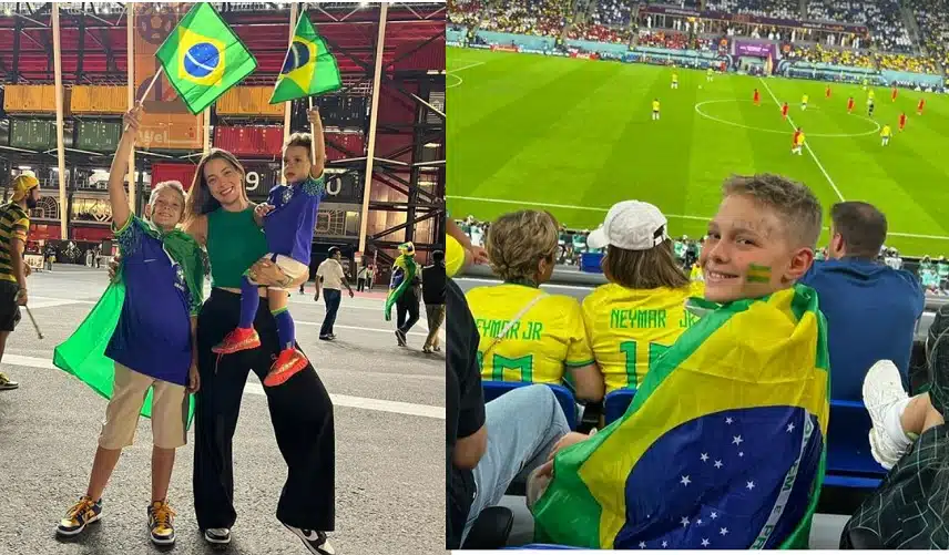 Carol Dantas surge com o seu filho com Neymar pela 1ª vez o estádio do Catar e se emociona 