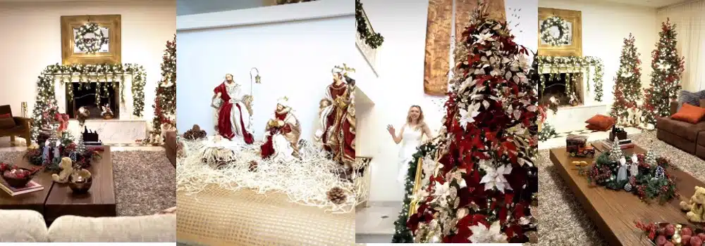 Esposa de Edson Celulari mostra a decoração de Natal na mansão