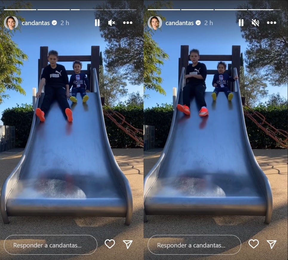 Carol Dantas mostra seus dois filhos se divertindo em parque na Espanha e encanta