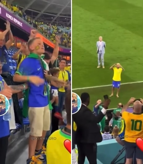 Filho de Carol Dantas e Neymar Jr encanta ao surgir torcendo pelo pai em estádio no Catar
