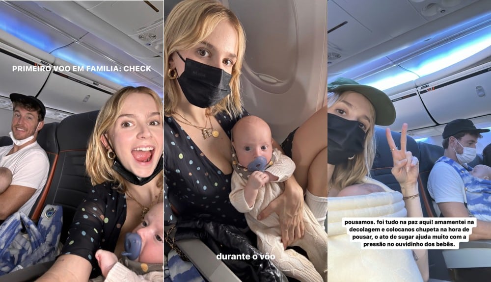 Isa Scherer mostra viagem de avião com seus bebês de 3 meses