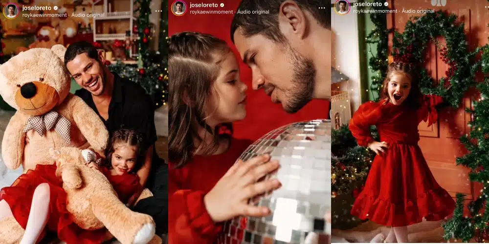 José Loreto exibe ensaio fotográfico de Natal com sua filha