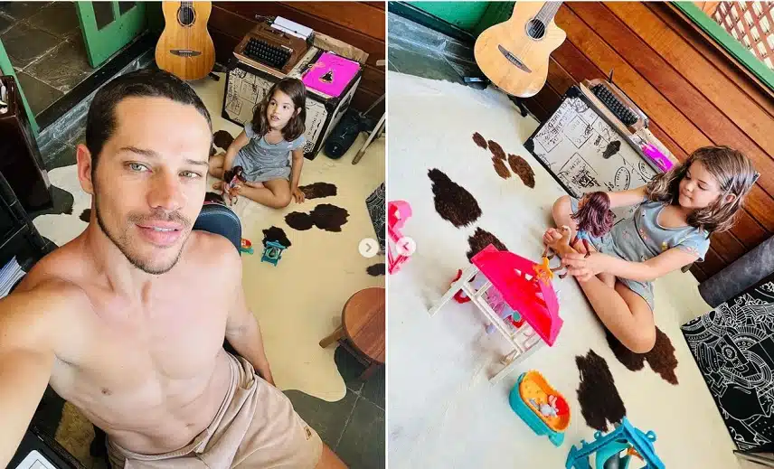 José Loreto mostra sua filha brincando de boneca na sala da sua casa e impressiona 